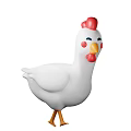 Cute White Cartoon Chicken With Red Comb Cheeks And Yellow Beak Legs