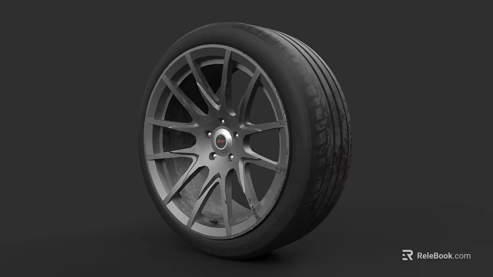 Car Tire With Stylish Alloy Wheel And High Performance Tread Design 3d model 