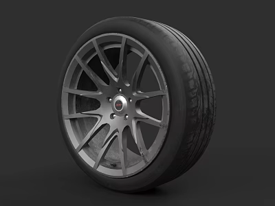 Car Tire With Stylish Alloy Wheel And High Performance Tread Design 3d model