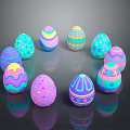 Colorful Patterned Easter Egg Decorative Ornament Set for Home Decoration