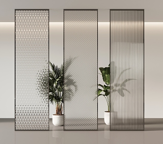 Modern glass partition process glass Changhong glass 3d model