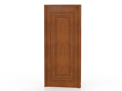 Classic Wooden Hinged Door With Decorative Panel And Carved Design Details 3d model