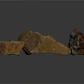 Natural Wood And Stone Raw Material Pieces Displayed On White Background