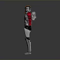 Futuristic Robot Armor Design With Red White Gray Helmet And Armored Body