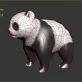 Realistic Panda 3D Model With Black And White Fur Standing On Gray Background