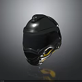 Black Tactical Helmet With Transparent Visor Top Device And Yellow Side Details