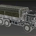 Military Truck With Camouflage Design And Covered Cargo Area In Rural Terrain