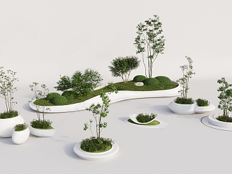 Landscape Tree Pool Flower Pool Seat 3d model