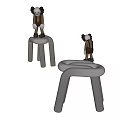 IKEA sofa stool KAWS doll 3d model