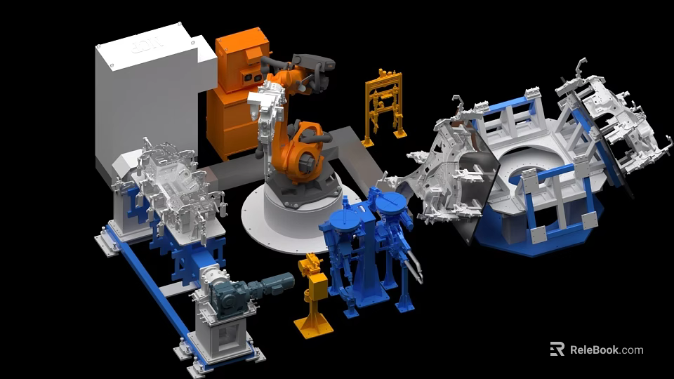 Industrial Equipment With Robotic Arm Mechanical Structures And Assembly Components 3d model 