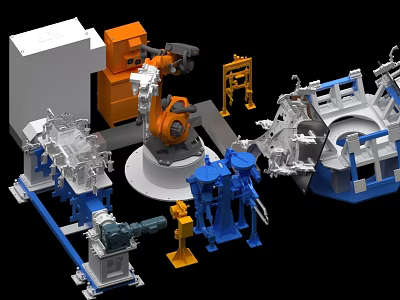 Industrial Equipment With Robotic Arm Mechanical Structures And Assembly Components 3d model