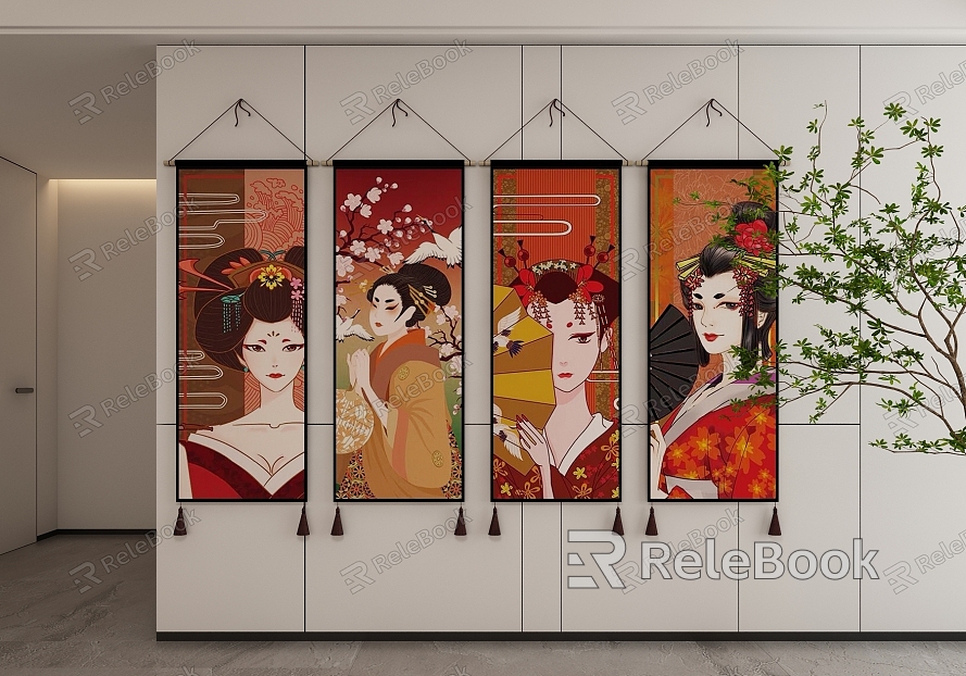 Japanese Decorative Hanging Paintings model