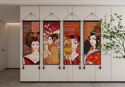 Japanese Decorative Hanging Paintings 3d model