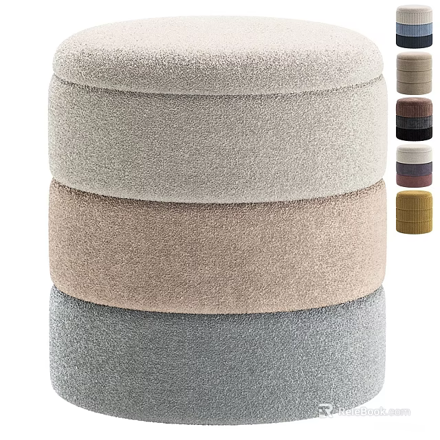 Stacked Soft Fabric Stools With Various Colors And Multiple Color Options 3d model 