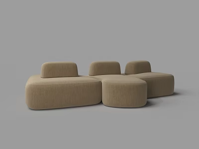 Beige Fabric Multi Person Sofa With Modular Design And Modern Minimalist Style 3d model