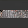 Weathered Corrugated Metal Sheet With Rusted Red Patches And Damaged Texture