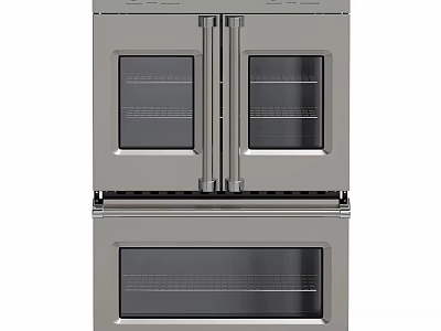 Stainless Steel Double Door Kitchen Oven With Two Levels And Glass Doors 3d model