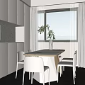 Modern Living Dining Room Interior With White Sofas Floor to Ceiling Windows and City View