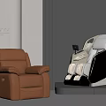 Modern Designer Massage Chairs With Brown Leather And White Stripe Comfortable Design