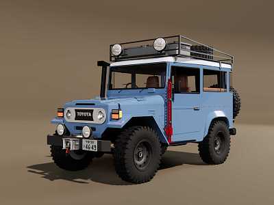 Toyota FJ40 off-road vehicle crossing off-road vehicle 3d model