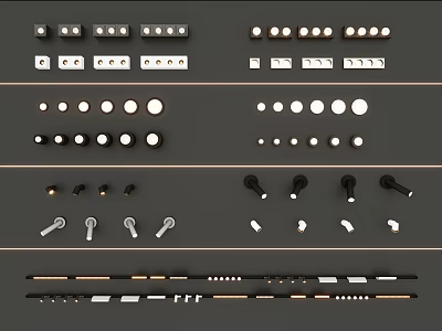 Assorted Downlights And Spotlights With Diverse Designs Sizes Colors And Mounting Hardware 3d model