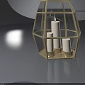 Octagonal Glass Display Cabinet With Hinged Door And Three Candles Inside