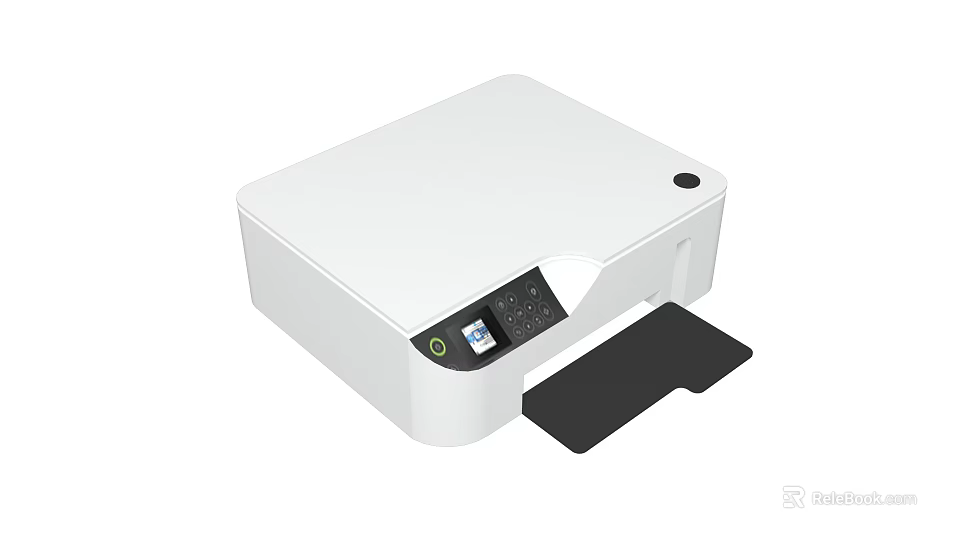 Modern White Computer Printer With Digital Display Control Panel And Output Paper Tray 3d model