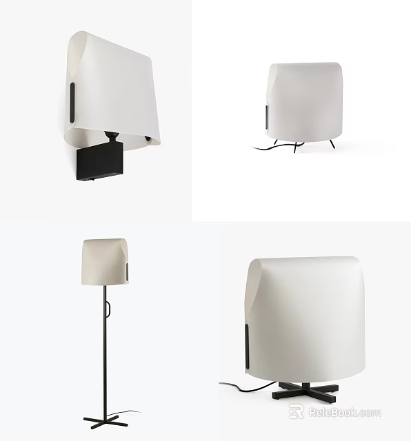 Modern White Lighting Combinations With Wall Floor And Table Lamps 3d model 