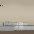 Cream Simple L-shaped Sofa Double Sofa Casual Sofa Right Angle Sand 3d model