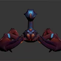 Vibrant Blue And Red Scorpion With Detailed 3D Modeled Exoskeleton And Claws