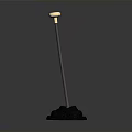 Sturdy Standing Equipment With Textured Black Base Black Pole And Golden Round Top