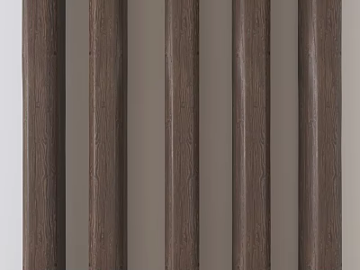 Vertical Wooden Columns With Dark Brown Wood Grain Texture Design 3d model
