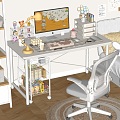 Modern cream study table 3d model