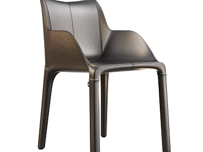 Modern Leather Dining Chair With Ergonomic Design And Sleek Black Frame 3d model