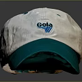 White And Teal Baseball Cap With Corduroy Material And Logo Design For Casual Style