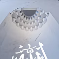 Modern Sofa Background Wall With Marble Texture And Arabic Calligraphy Design