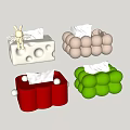 Decorative Ornament Set With Colorful Tissue Box Holders In Different Shapes And Rabbit Decoration