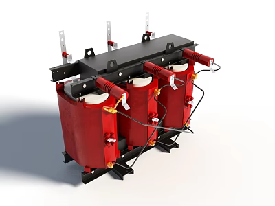 High Efficiency Industrial Three Phase Dry Type Transformer Red Enclosure Design 3d model