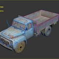 Old Blue Rusty Vintage Truck With Weathered Body Rust Spots And Wheels