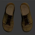 Brown Leather Casual Shoes With Laces And Retro Stitching Design