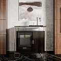 Modern Elegant Sideboard With Marble Top And Gold Metal Frame In Stylish Interior