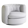 Luxurious Green Velvet Single Sofa With Rounded Design Curved Armrests And Wooden Base