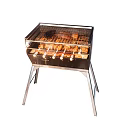 Outdoor Portable Grill With Metal Stand Stainless Steel Frame And Grilling Mesh Cooking Food
