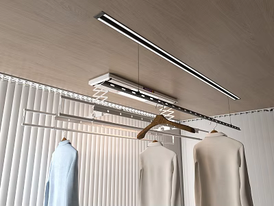 Motorized Ceiling Clothes Hanger With Hanging Garments 3d model