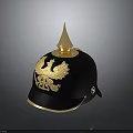Vintage Military Weapon Helmet With Black Finish Golden Spike And Eagle Emblem Design