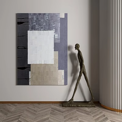 Abstract Painting And Sculpture In Modern Interior Corner 3d model Abstract Painting And Sculpture In Modern Interior Corner 3d model