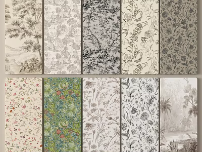Various Nature Inspired Floor Tiles With Floral Botanical And Tree Patterns Design Samples 3d model