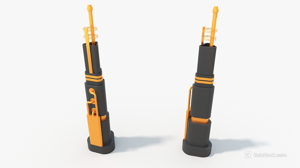Black And Orange Industrial Equipment With Cylindrical Structure And Mechanical Components 3d model 