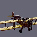 Vintage Fighter Biplane With Yellow Wings Dark Fuselage And Propeller Design