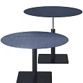 Two Modern Round Side Tables With Textured Dark Surface And Metal Base 3d model